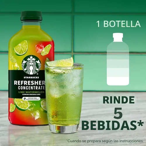 Vista 5 de Starbucks Refreshers Concentrado de sandía de lima, bebida refrescante, bebidas frías 32 fl oz