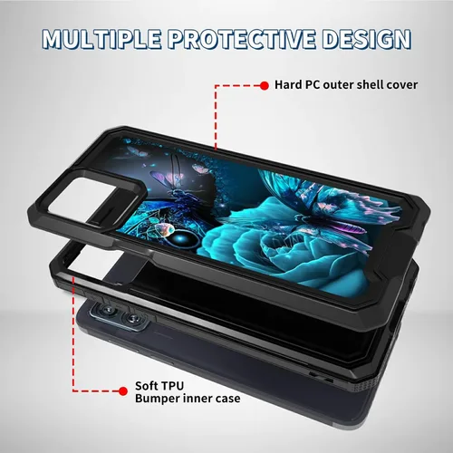 Vista 2 de Funda para Motorola Edge Plus para Moto Edge Plus 2023 con diseño de patrón de mariposa artística a prueba de caídas de policarbonato duro de doble