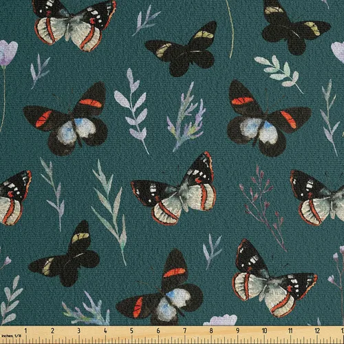 Vista 45 de Ambesonne The Yard, tela de gamuza sintética tradicional americana por The Yard, Garden Feel Moths Bellotas Hojas Magic Forest Concept Art