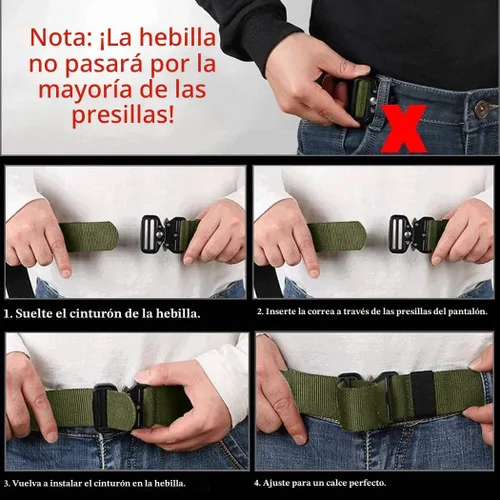 Vista 6 de Cinturón táctico para hombre - Cinturón de correa de nylon de servicio pesado con hebilla de liberación rápida