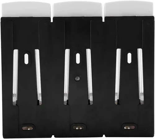Vista 8 de Oumefar Dispensador de 3 cámaras y ducha montado en la pared, loción líquida, dispensador de champú manual, dispensador de ducha, 3 cámaras, sin