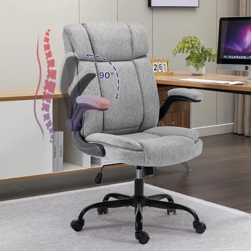 Vista 10 de Silla de oficina con respaldo alto, ergonómica, ejecutiva, silla de escritorio para computadora, cómoda tela, acolchada, sillas de escritorio