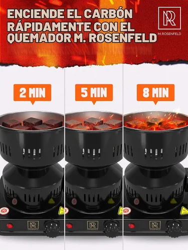 Vista 6 de Quemador de carbón – Encendedor Eléctrico de Carbón Multipropósito Aprobado Estufa Eléctrica – Encendedores de carbones de coco con pinzas