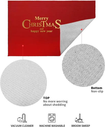 Vista 3 de Tapete para puerta delantera, antideslizante, absorbente, para puerta de entrada, para interiores y exteriores, tapete pequeño de Feliz Navidad