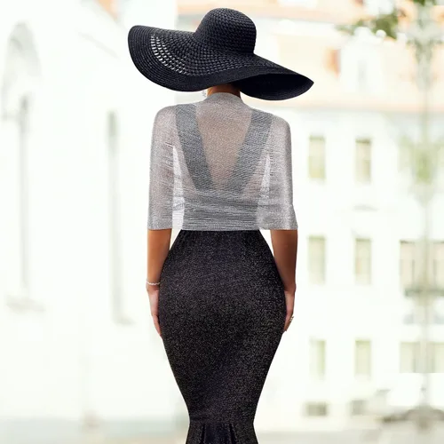 Vista 7 de Tiamon Juego de 5 piezas de joyas de diamantes de imitación, chales y envolturas formales para mujeres, vestidos de noche, bodas nupciales