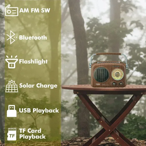 Vista 2 de AM FM Radio retro de onda corta Altavoz Bluetooth con sonido cristalino + reproductor de cassette portátil grabadora de cinta con radio AM FM