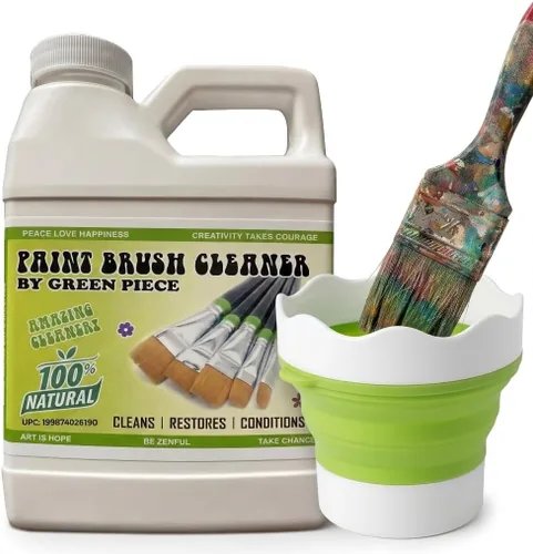Vista 9 de Green Piece® Paint Brush Cleaner & Restorer – 100% Natural, Non-Toxic Formula – Made in USA – Cleans Wet or Dry Paint – Safe for Hands – Works on