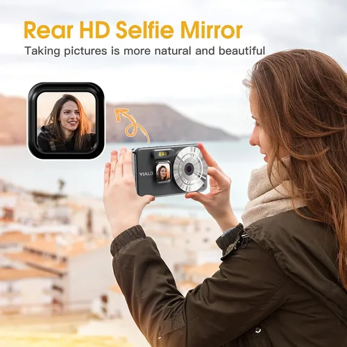 Vista 3 de Cámara digital 4K para adolescentes, cámara digital FHD de 64 MP para niños con tarjeta SD de 64 GB, cámaras de zoom digital 18X para fotografía