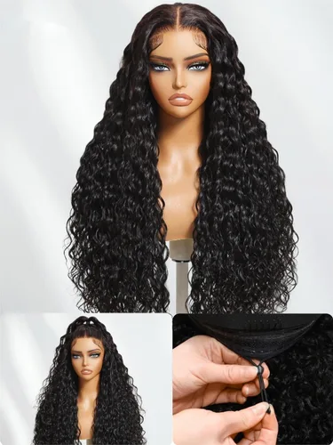 Vista 2 de Peluca de cabello brillante sin pegamento con correa de cordón ajustable, peluca de encaje precortada, peluca de encaje frontal de 13 x 4 pulgadas