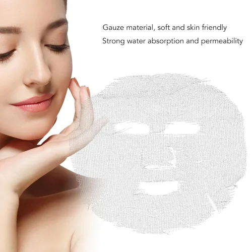 Vista 3 de ZJchao Máscaras faciales de gasa, máscara facial desechable de absorción de agua, mascarilla facial de alta permeabilidad, gasa precortada, hoja