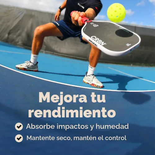 Vista 3 de CRBN Pickleball - Overgrips Drytec™ - Cinta adhesiva para pala de pickleball - Absorbe el impacto y la humedad - Pack de 4