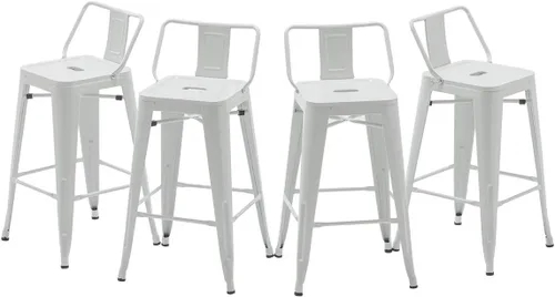 Vista 12 de [Juego de 4] Taburete metálico apilable industrial moderno para interior/exterior 17 pulgadas, Metal Negro