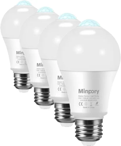 Vista 10 de Bombillas con sensor de movimiento, 13 W (equivalente a 100 W) detector de movimiento activado automáticamente desde el atardecer hasta el amanecer