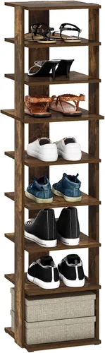 Vista 11 de Furinno Zapatero vertical compacto, organizador de zapatos estrecho de 8 niveles, almacenamiento de zapatos independiente, estante de zapatos