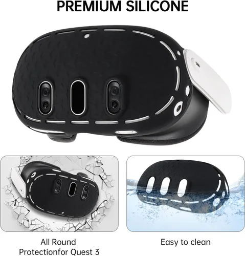 Vista 7 de Compatible with Meta Quest 3 Accessories, Quest 3 Silicone face Cover, VR Shell Cover,Quest 3 Touch Controller Grips Cover,Protective Lens Cover