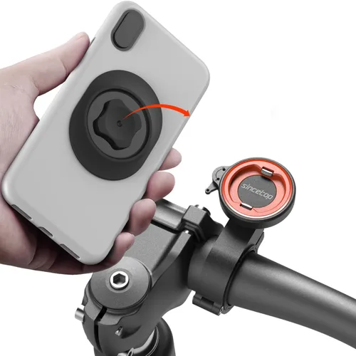 Vista 13 de Soporte de teléfono para motocicleta, soporte para teléfono celular con módulo amortiguador de vibraciones, soporte de manillar de bicicleta frontal