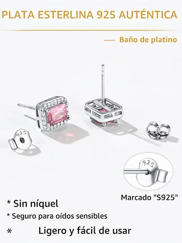 Vista 9 de ChicSilver Aretes de piedra natal para mujer de plata de ley 925