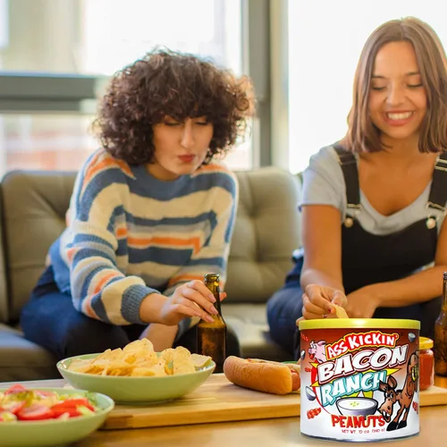 Vista 4 de ASS KICKIN' Cacahuetes Bacon Ranch – 12oz – Último regalo gourmet de cacahuetes – Pruébalo si te atreves!