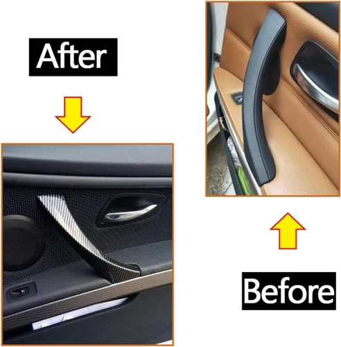 Vista 3 de Moonlinks Compatible con BMW Serie 3 E90 E91 E92 E93 - Manija de fibra de carbono, juego de fundas para manijas de puerta delantera y trasera