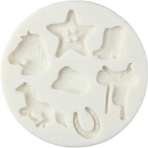 Vista 5 de 2 moldes de silicona con temática de vaquero occidental para decoración de velas, chocolate, decoración de postres