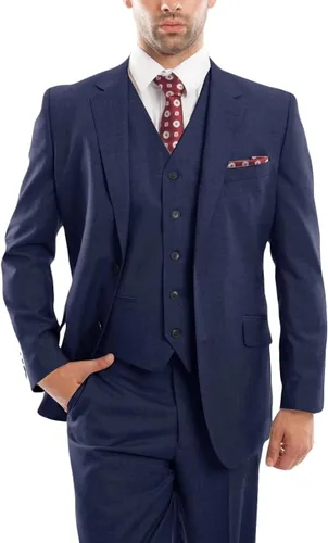 Vista 7 de Traje ajustado de 3 piezas para hombre, chaqueta de 2 botones para hombre, chaleco y pantalones para boda, graduación, negocios formales