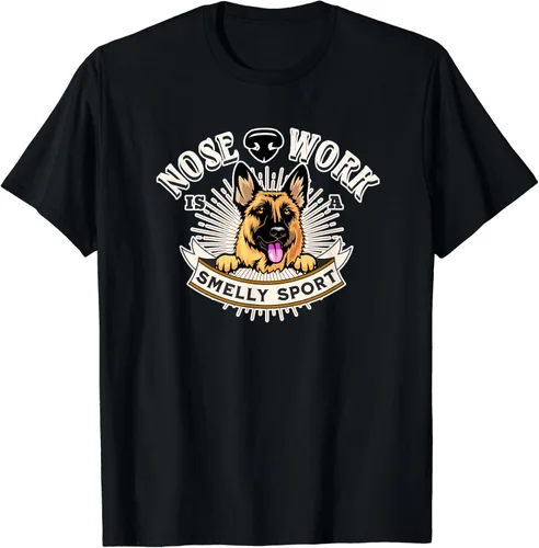 Vista 2 de Dog Nose Work is Smelly Sport Nosework - Camiseta de regalo para pastor alemán, Negro, S