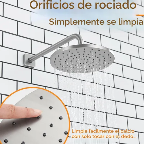 Vista 9 de Sh001BR-D10 - Cabezal de ducha de 10 pulgadas con rótula giratoria ajustable, boquillas antiobstrucción, níquel cepillado