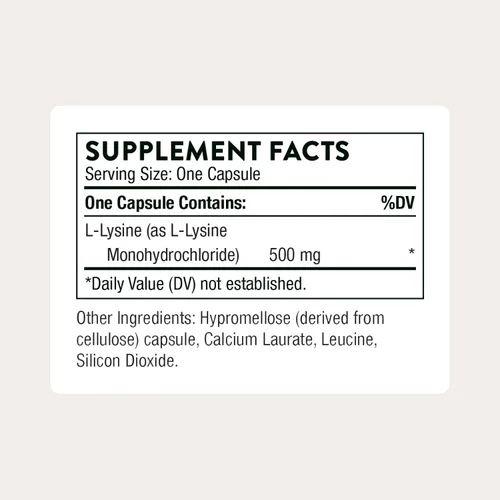 Vista 2 de THORNE - Lisina - Aminoácido esencial para la salud de la piel, la producción de energía y la función inmunológica* - 500 mg - 60 porciones