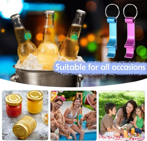 Vista 7 de Amlion Llaveros personalizados para abrebotellas, grabados a granel, con texto de logotipo, para hombres y mujeres, regalos de fiesta de boda