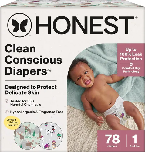 Vista 48 de The Honest Company Clean Conscious - Pañales para pieles delicadas, hasta un 100% a prueba de fugas, hipoalergénicos, sin fragancia, género neutro