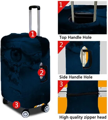 Vista 7 de HW Funda de equipaje de viaje con patrón colorido 3D para mujer de 18 a 30 pulgadas, 02