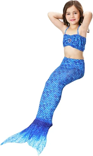 Vista 6 de Traje de baño para niñas pequeñas bikini halter con estampado de sirena pantalones cortos para niñas