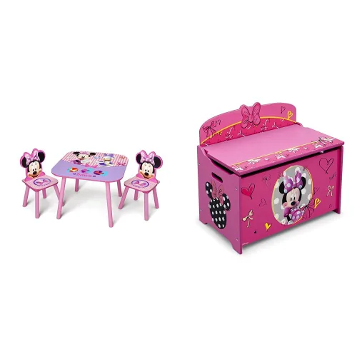 Vista 7 de Delta Children - Juego de mesa y sillas para niños con diseño de Disney Minnie Mouse, set de 3 piezas (incluye 2 sillas) - Ideal para hacer