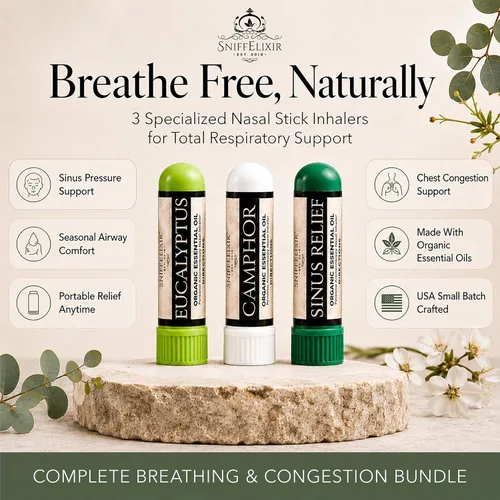 Vista 2 de Inhalador de vapor nasal para aromaterapia con aceite esencial para alivio de senos y alergias, paquete de 3 sin respiración, nariz tapada, moco