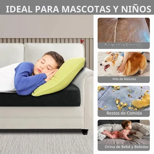 Vista 5 de Easy-Going - Fundas impermeables para cojines de sofá y sofás, funda de asiento de sofá de jacquard elástico de repuesto para perros, mascotas