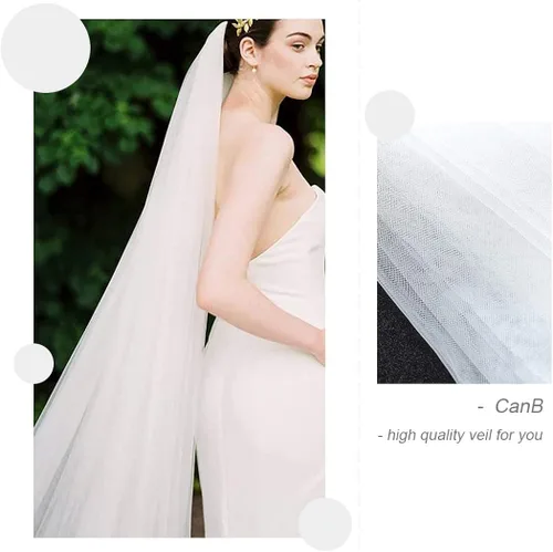 Vista 9 de CanB Velo de novia velo largo velo de novia longitud catedral suave velo novia vestido de pelo con peine 2T 118 pulgadas para mujeres y niñas