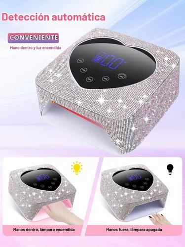 Vista 3 de Hongfa - Lámpara de uñas inalámbrica, secador de uñas LED UV recargable para esmalte de gel con pantalla LCD, sensor automático y 5 ajustes