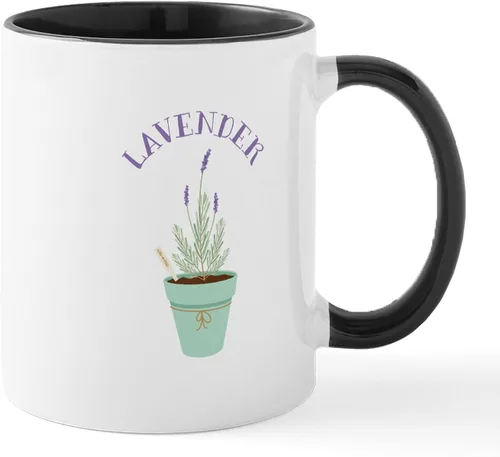 Vista 17 de CafePress Tazas de flores de lavanda 11 oz (11.0 fl oz) Taza de café de cerámica Blanco