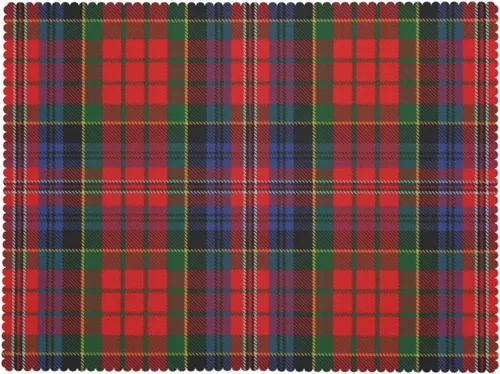 Vista 9 de Mantel rectangular para comedor, interior y exterior con diseño de cuadros escoceses de clan macpherson rojo, resistente a cuadros, lavable, mantel