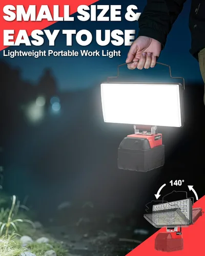 Vista 8 de LIVOWALNY Luces de Trabajo LED Compatibles con Batería Milwaukee de 18V, 100W 10000LM Luz de Inundación de 7" Portátil con Puerto de Carga USB