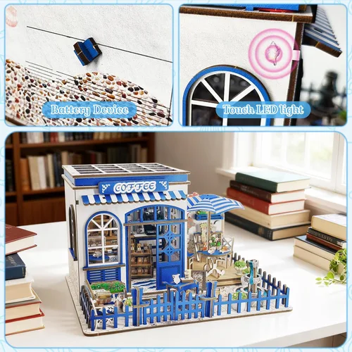 Vista 5 de Kit de rincón de libro, kit de casa en miniatura para adultos y adolescentes, rompecabezas de madera 3D, decoración de estantería de biblioteca, kit