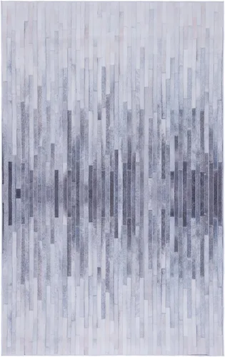 Vista 10 de SAFAVIEH Alfombra lavable de piel sintética, alfombra de pasillo de 2 pies 6 pulgadas x 6 pies, marfil y gris claro, antideslizante