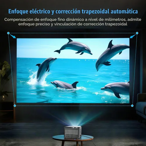 Vista 5 de [Netflix oficialmente y aplicaciones integradas] Mini proyector con WiFi y proyector Bluetooth HD 1080P, 1200 ANSI, proyector de video automático