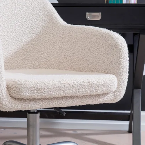 Vista 4 de Linon Home Decor Products Linon Brooklyn Sherpa - Silla de oficina, color marfil