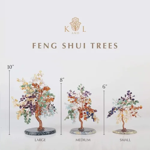 Vista 5 de KARMA AND LUCK, Árbol de la vida Feng Shui para decoración del hogar con piedra aguamarina real envuelta con alambre de cobre sobre base de cuarzo