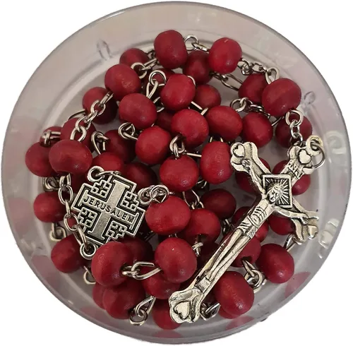 Vista 3 de Doce (12) collares de rosarios católicos perfumados con rosas en cajas de regalo