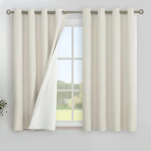Vista 28 de YoungsTex - Cortinas 100% opacas para dormitorio, con aislamiento térmico y ojales, cortinas oscuras negras con capa pesada para ventana de sala