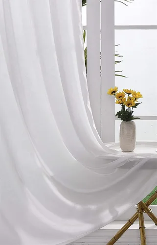 Vista 4 de Yancorp Cortinas opacas de terciopelo que no se transparentan, 2 paneles de cortinas blancas de 108 pulgadas de largo para sala de estar