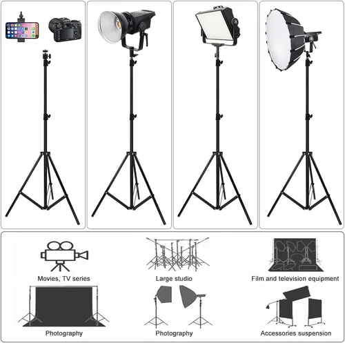 Vista 3 de Soportes de luz de trípode de aleación de aluminio para fotografía, soportes de trípode para softboxes, paraguas, reflectores, luces, paquete de 2