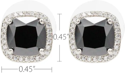 Vista 3 de Aretes cuadrados de corte princesa con micro pavimentado AAA joyería de boda para mujer Cristal Circonia cúbica